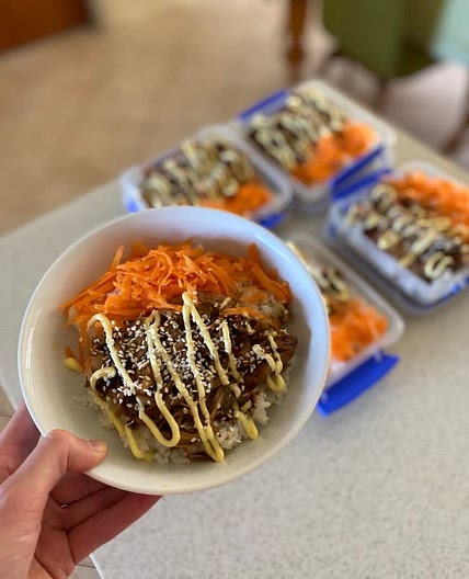 Homemade teriyaki chicken on rice