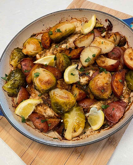 Roasted Balsamic Chicken, Brussels & Potatoes 