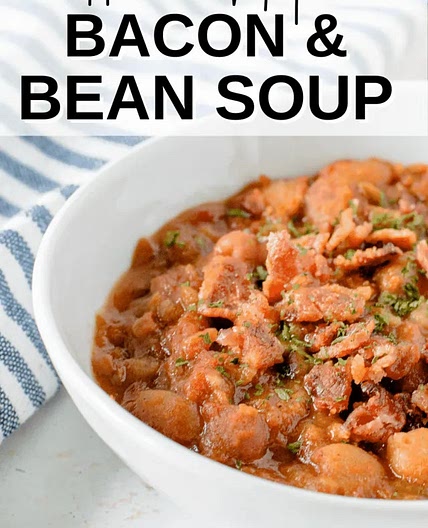 Slow cooker bacon & bean soup