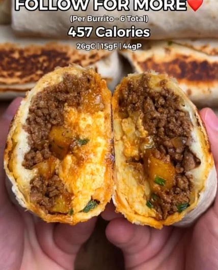 CHEESY BEEF BREAKFAST BURRITOS🌯💪🏼