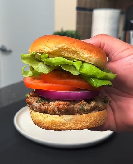 Air Fryer Jerk Chicken Burger