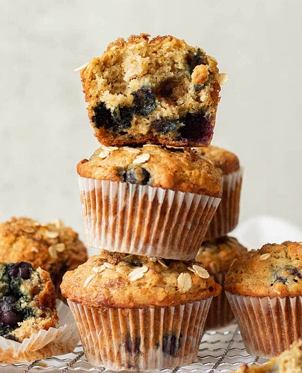 Banana Blueberry Oatmeal Muffins