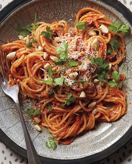 Spaghetti with Sicilian Pesto
