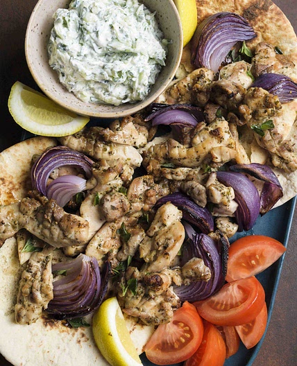 Chicken Souvlaki w/ Tzatziki 