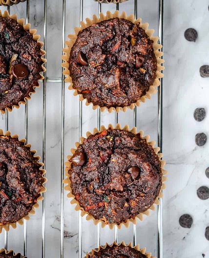 Double Chocolate Carrot Zucchini Muffins