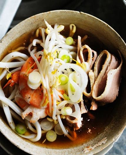 King prawn and udon in fragrant broth