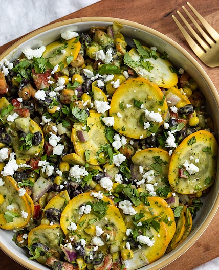 Shaved Zucchini Taco Salad with Crispy Chickpeas