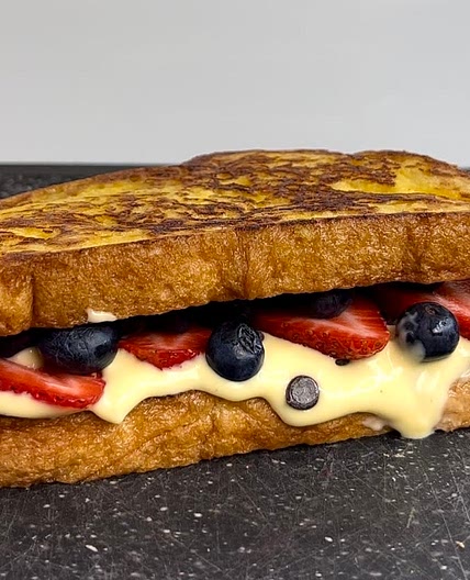 Fruity vanilla french toast sandwich