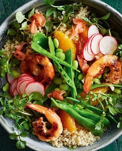 Miso prawn quinoa bowl