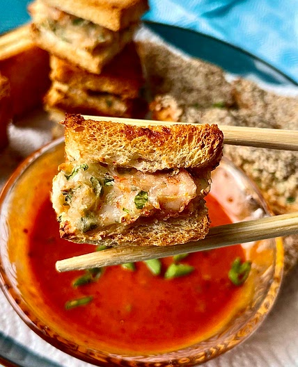 Crunchy Shrimp Toasts 2 ways 