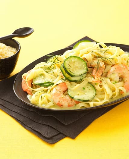Pasta with Prawns, Courgettes and Lemon