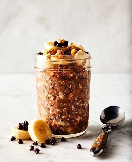 chocolate banana bread overnight oats
