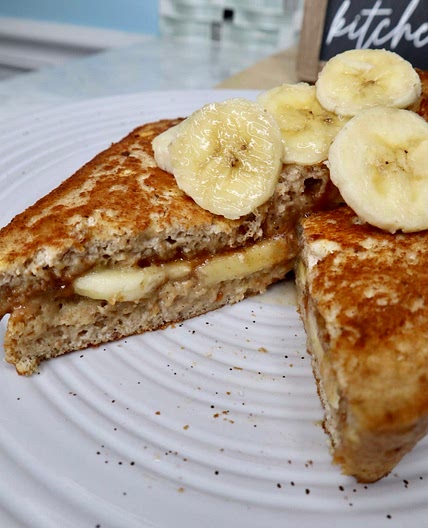 Almond Butter Banana Stuffed Protein French Toast