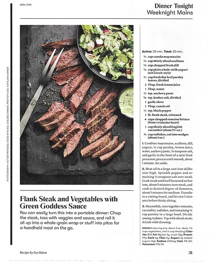 Flank Steak and Vegetables with Green Goddess Sauce