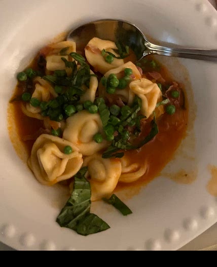 Prosciutto & Tortellini with Peas😋