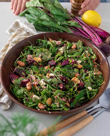 ROASTED ASPARAGUS, BEETROOT & BUTTER BEAN SALAD