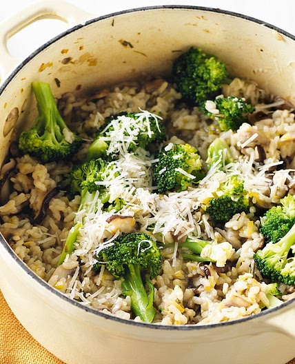 Oven-baked mushroom risotto