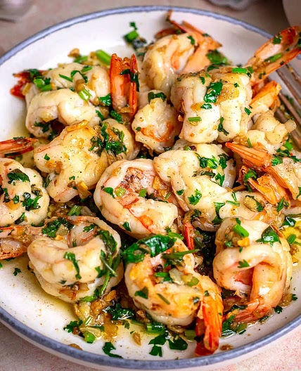 Coriander garlic butter prawns