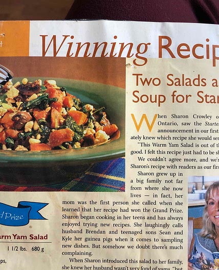 Grand Prize Company’s coming Sharon’s warm yam salad