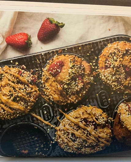 Strawberry, banana and almond butter muffins