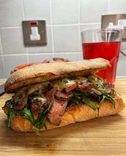 Caramelised Onion & Blue Cheese Steak Sandwich 