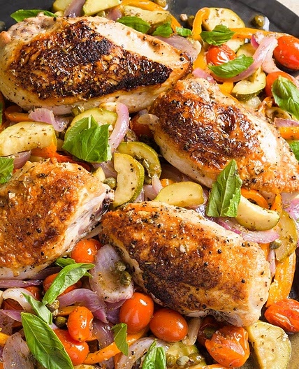 Roasted Chicken w/ Summer Vegetables 