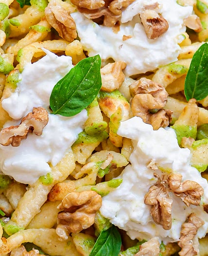 Spaetzle sauce courgette basilic et straciatella 🍲