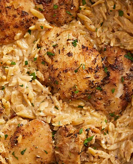 Creamy Chicken And Orzo Skillet