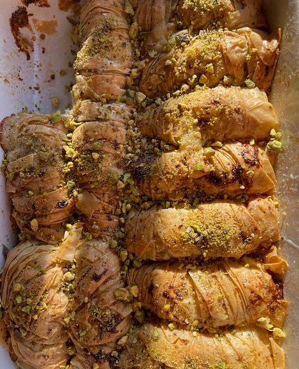 Cream & Pistachio Baklawa Rolls