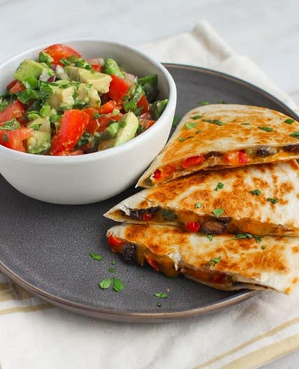 Black Bean Quesadillas with Tomato & Avocado Salsa