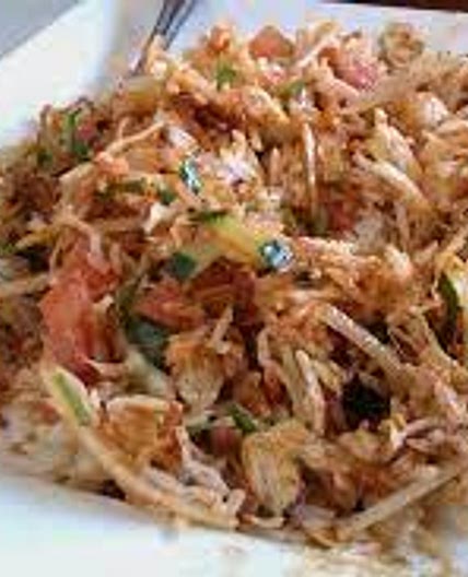 Htamin thoke - Myanmarischer Reissalat mit Hühnchen