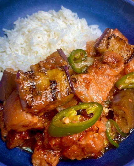 Pork Binagoongan with Coconut Soda