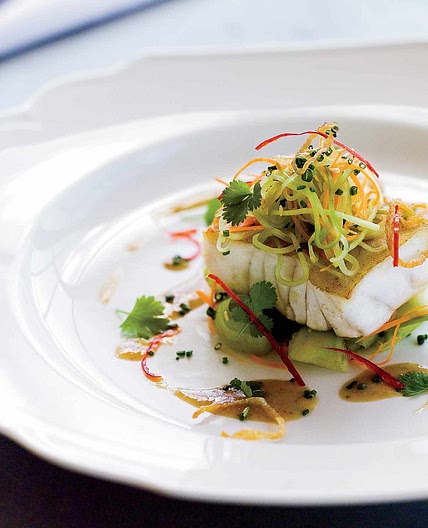 Grouper with Cucumber Salad and Soy-Mustard Dressing