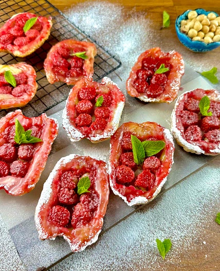 Raspberry and Hazelnut Puffs