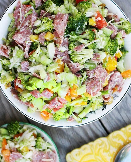 Broccoli Salami Sweet Onion Salad