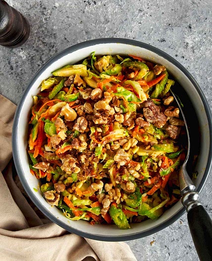 Shredded Brussels Sprout Salad with Apple and Walnuts
