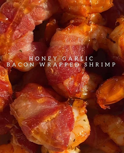Honey Garlic Bacon Wrapped Shrimp 