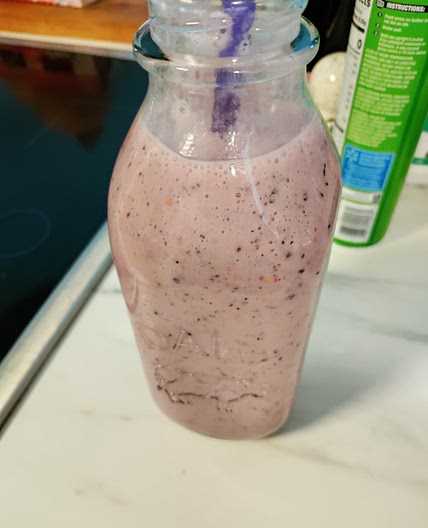 Banana, blueberry, raspberry smoothie