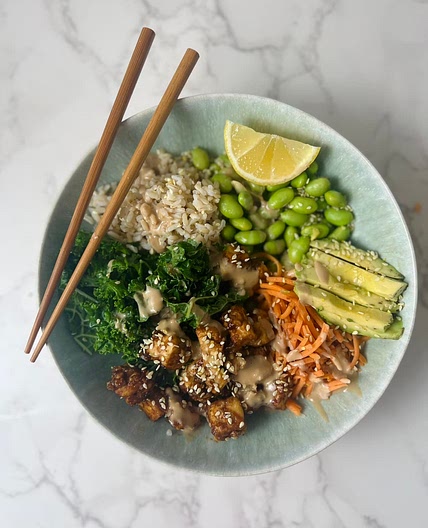 Crispy Asian Tofu Buddha Bowl (Air Fryer)