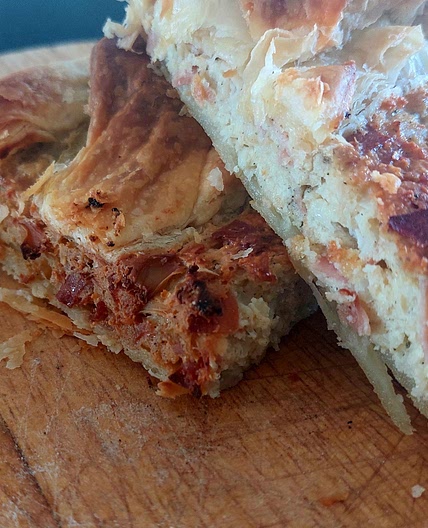 Savory pie - Mortadella, cauliflower and ricotta