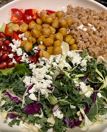 Crispy chickpea and farro salad 