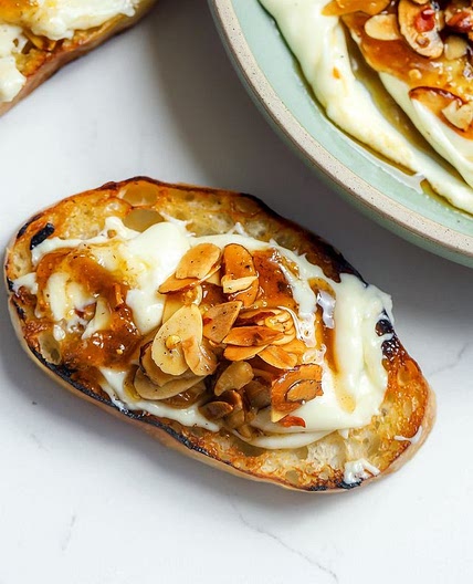 Whipped Brie &amp; Goat Cheese Dip topped with fig orange jam an