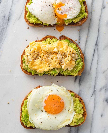 Roasted bread with avocados