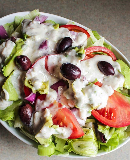 Creamy, Greek salad dressing high in protein 