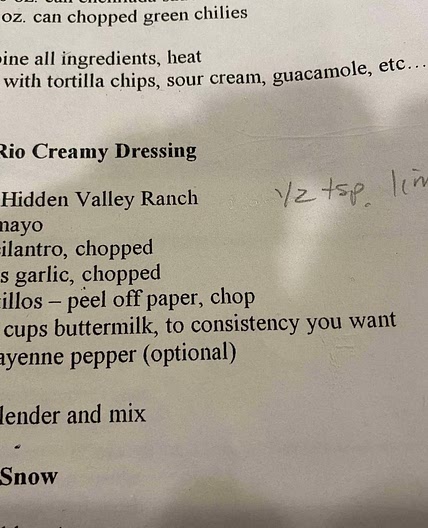 Cafe Rio Creamy Dressing