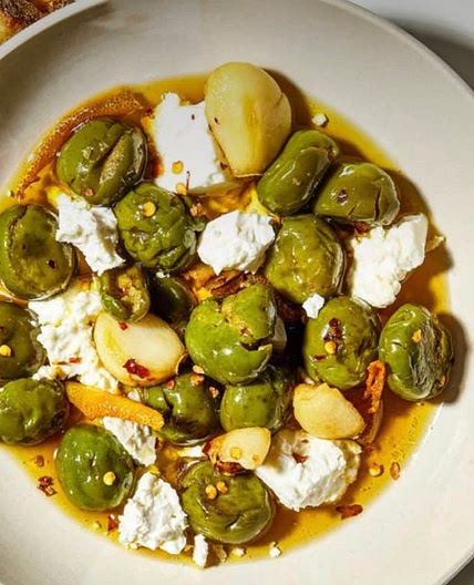 Marinated Olives and Goat Cheese