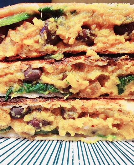 Sweet Potato and Black Bean and Spinach Quesadilla