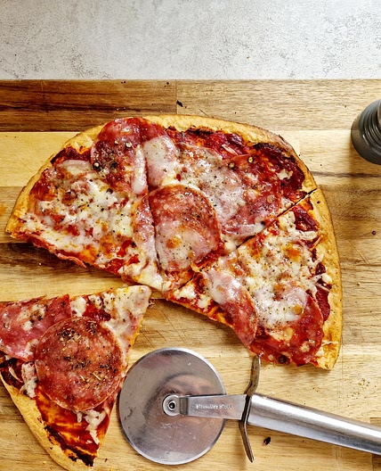 Gluten Free Salami and Mozzarella Pizza with Lentil Pizza Base