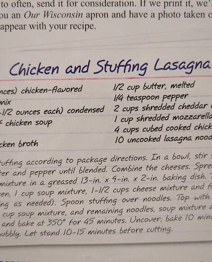 Chicken and Stuffing Lasagna