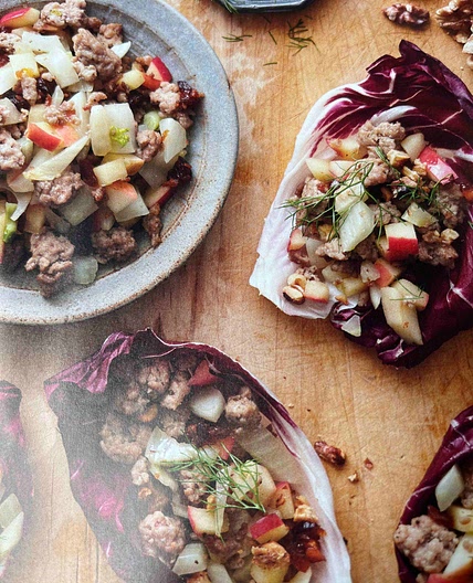 Apple, fennel, and pork radicchio wraps